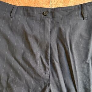 Faconnable Charcoal Pinstripe Wool Trousers | Size 12 | Classic Tailored Pants